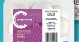 IGA COMPLIMENTS WHOLE OR SLICED WHITE MUSHROOMS offer