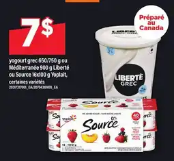 Maxi YOGOURT GREC, 650/750 G OU MÉDITERRANÉE, 900 G LIBERTÉ OU SOURCE, 16X100 G YOPLAIT offer