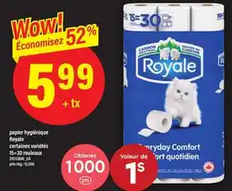 Maxi PAPIER HYGIÉNIQUE ROYALE, 15=30 rouleaux offer