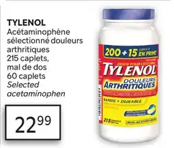 Brunet TYLENOL Acétaminophène sélectionné douleurs arthritiques 215 caplets, mal de dos 60 caplets offer