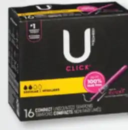 Familiprix U by Kotex Click with Comfortflex compact unscented tampons regular 16un offer