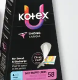 Familiprix U by Kotex Clean Feel Thong Panty Liners Thin 58un offer