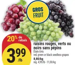 Marché Adonis raisins rouges, verts ou noirs sans pépins | red, green or black seedless grapes offer