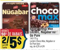 Marché Adonis barres Choco Max Leclerc, Nügabar ou Go Pure offer