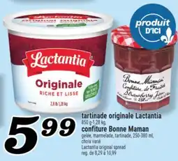 Marché Richelieu TARTINADE ORIGINALE LACTANTIA ET CONFITURE BONNE MAMAN | LACTANTIA ORIGINAL SPREAD offer