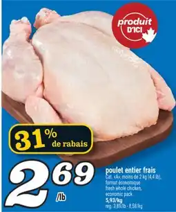 Marché Richelieu POULET ENTIER FRAIS | FRESH WHOLE CHICKEN, ECONOMIC PACK offer