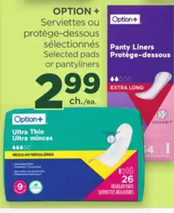 Proxim OPTION + Selected pads or pantyliners offer