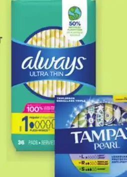 Proxim ALWAYS, TAMPAX Selected hygienic pads, pantyliners or tampons offer