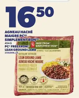 Provigo AGNEAU HACHÉ MAIGRE PC SIMPLEMENT BON, 454 G | PC FREE FROM LEAN GROUND LAMB offer