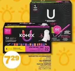 Marches Tradition KOTEX U (16 à 58) KOTEX (16) PADS OR TAMPONS offer