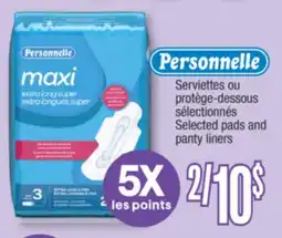 Jean Coutu PERSONNELLE Selected pads and panty liners offer
