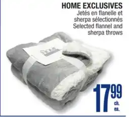 Jean Coutu HOME EXCLUSIVES Selected flannel and sherpa throws offer
