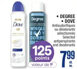 Jean Coutu DEGREE, DOVE Selected antiperspirants and deodorants offer