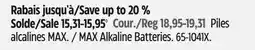 Canadian Tire Piles alcalines MAX offer