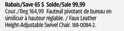Canadian Tire Faux Leather Height-Adjustable Swivel Chair offer
