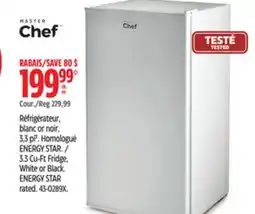 Canadian Tire MASTER Chef 3.3 Cu-Ft Fridge, White or Black offer