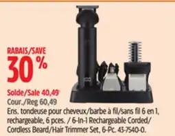 Canadian Tire Rechargeable Corded/ Cordless Beard/Hair Trimmer Set, 6-Pc offer