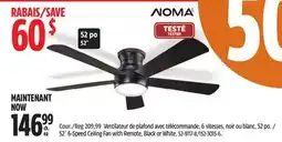 Canadian Tire NOMA 52 6-Speed Ceiling Fan with Remote, Black or White offer
