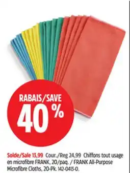 Canadian Tire FRANK All-Purpose Microfibre Cloths, 20-Pk offer