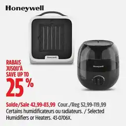 Canadian Tire HONEYWELL Selected Humidifiers or Heaters offer