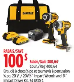 Canadian Tire Dewalt 20V 1⁄2 Impact Wrench and 1⁄4 Impact Driver Kit offer