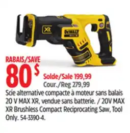 Canadian Tire Dewalt 20V MAX XR Brushless Compact Reciprocating Saw, Tool Only offer