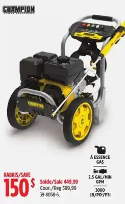 Canadian Tire Champion Power Equipment 3000 PSI 2.5 GPM 196cc Engine Cold Water Wheeled Gas Pressure Washer offer