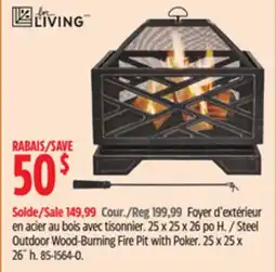 Canadian Tire For Living Steel Outdoor Wood-Burning Fire Pit with Poker offer