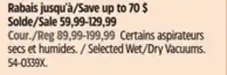 Canadian Tire MASTERCRAFT Selected Wet/Dry Vacuums offer