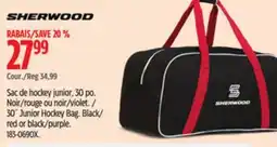 Canadian Tire Sherwood 30˝ Junior Hockey Bag. Black/red or black/purple offer