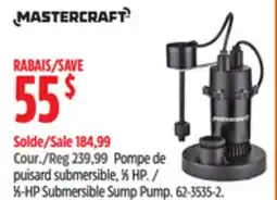 Canadian Tire Mastercraft 1⁄3-HP Submersible Sump Pump offer