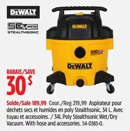 Canadian Tire DEWALT 34L Poly Stealthsonic Wet/Dry Vacuum offer