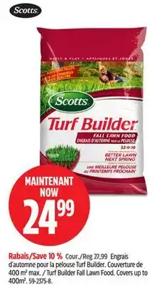 Canadian Tire Scotts Turf Builder Fall Lawn Food. Covers up to 400m2 offer