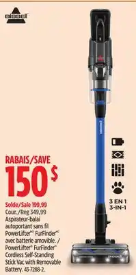 Canadian Tire BISSELL PowerLifter FurFinder Cordless Self-Standing Stick Vac with Removable Battery offer