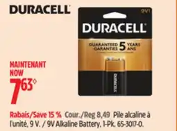 Canadian Tire Duracell 9V Alkaline Battery, 1-PK offer