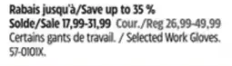 Canadian Tire Selected Work Gloves offer