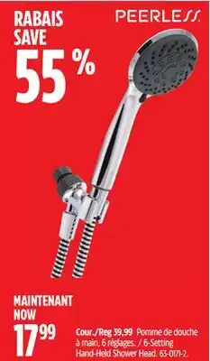 Canadian Tire PEERLESS 6-Setting Hand-Held Shower Head offer