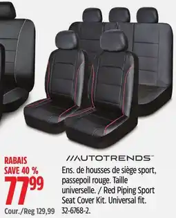 Canadian Tire Red Piping Sport Seat Cover Kit. Universal fit offer