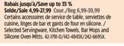Canadian Tire Selected Servingware, Kitchen Towels, Bar Mops and Silicone Oven Mitts offer
