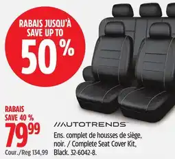Canadian Tire Autotrends Complete Seat Cover Kit, Black offer