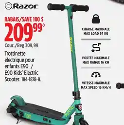 Canadian Tire RAZOR E90 Kids' Electric Scooter offer