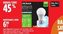 Canadian Tire NOMA 60W A19 LED Light Bulbs, Warm White or Daylight offer