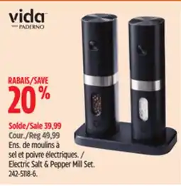 Canadian Tire VIDA BY PADERNO Electric Salt & Pepper Mill Set offer