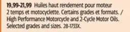 Canadian Tire High Performance Motorcycle and 2-Cycle Motor Oils offer