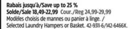 Canadian Tire Selected Laundry Hampers or Basket offer