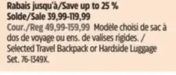 Canadian Tire Outbound Selected Travel Backpack or Hardside Luggage Set offer