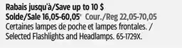 Canadian Tire Coast Selected Flashlights and Headlamps offer