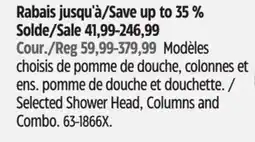 Canadian Tire Selected Shower Head, Columns and Combo offer