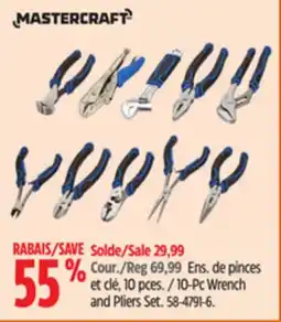 Canadian Tire Mastercraft 10-Pc Wrench and Pliers Set offer