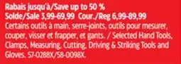 Canadian Tire Selected Hand Tools, Clamps, Measuring Cutting, Driving & Striking Tools and Gloves offer